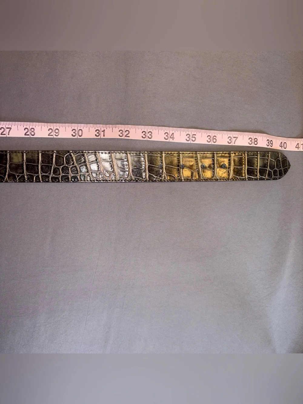 Berge Croc Embossed Women’s Dress Belt Genuine Leather Sz M Italy Black Metallic
